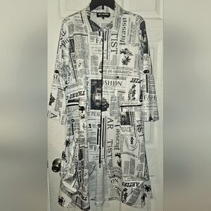 Newspaper Print Long Jacket
